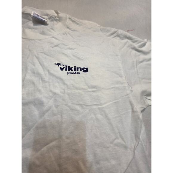 Viking Yachts Hanes Beefy Men's Size Large White Short Sleeve T-Shirt 2001 - Picture 3 of 5